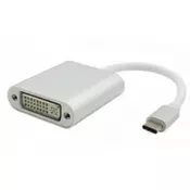 Adapter - konvertor USB 3.1 tip C (M) - DVI (F) srebrni