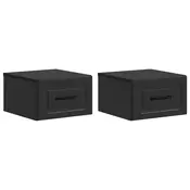 vidaXL Stenski nočni omarici s predalom 2 pcs Črna 34,5 x 33 x 20 cm