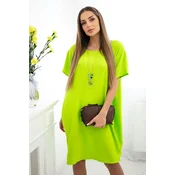 Kesi Włoski Dress with pockets and pendant kiwi