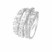 Swarovski Svetleč trivrstni prstan Twist 584656 (Obseg 58 mm)
