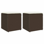 Vrtni stolci s jastucima 2 kom smedi 40x40x43 cm poliratan