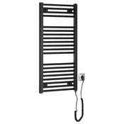 DIRECT-E Električni kopalniški radiator, raven, 450x960 mm, 300 W, črn - Črna mat barva - 450x960 mm - Aqualine - DIRECT-E & ORBIT-E - 24 - Jeklo - Oblika H - Oblika H - 450 - 960 - 300 - 14