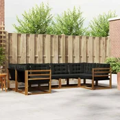 Set vanjskih sofa 6 kom. Prirodna i crna