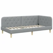vidaXL vidaXL Kotna postelja z vzglavjem Svetlo siva 100 x 200 cm blago, (5000106781)