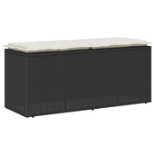 vidaXL vidaXL Vrtna klop z blazino Črna 110x40x44 cm Poliedrični ratan, (21828724)