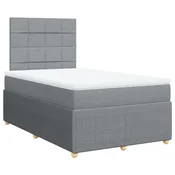Vidaxl Boxspring postelja z vzmetnico svetlo siva 120x190 cm blago
