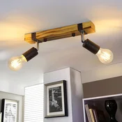 Nettlife NETTLIFE Retro stropna svetilka z 2 lučema, zatemnljiva, z lesenim nosilcem, nastavljiva LED, zamenljiva, (22116737)