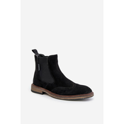 Suede Mens Ankle Boots Chelsea Big Star Black