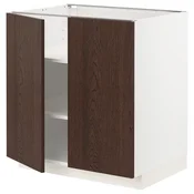 METOD Podni element s policama/2 vrata, bela/Sinarp smeda, 80x60 cm