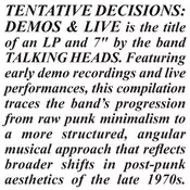 Talking Heads - Tentative Decisions: Demos & Live (3 CD)