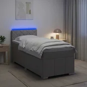 vidaXL Postelja boxspring z vzmetnico Svetlo siva 80 x 200 cm Blago