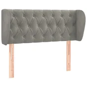 Vidaxl Vzglavje z ušesi svetlo sivo 93x23x78/88 cm žamet