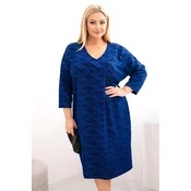 Kesi Plus Size womens georgette dress with a V-neck cobalt blue