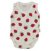 Vrabac Bodi za bebe bez rukava sa jagodama 238651, Beli