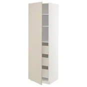 METOD / MAXIMERA Visoki element s fiokama, bela/Havstorp bež, 60x60x200 cm