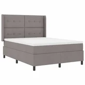 Vidaxl LED Box Spring Postelja z vzglavjem Taupe 140 x 200 cm blago