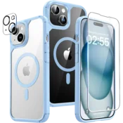 Ovitek za telefon + 2x zaščitno steklo + 2x zaščita za kamero MagSafe iPhone 15
