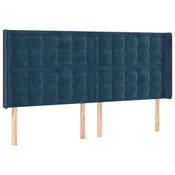 Vidaxl Vzglavje z ušesi temno modro 203x16x118/128 cm žamet