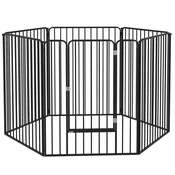 PAWHUT Box za pse majhne, srednje in velike velikosti s 6 modularnimi paneli za notranjo in zunanjo uporabo, ogrado za pse iz jekla s 7 količki, 164x83x100 cm, črna
