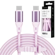 shumee USB Type C - USB Type C kabel 100 W 1 m silikon roza Kruger&Matz Basic