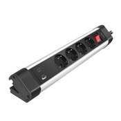 Logilink produžni kabl 4 mesta, 1 x USB A, 1 x USB C, prekidac, stalak, 1.5m, aluminium ( 5511 )