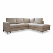 KUTNA SOFA NA RAZVLACENJE tekstil bež