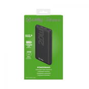 Celly power bank 10000 mAh 20W + kabl Type-A na Type-C crna