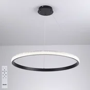 DE STROPNA SVETILKA Z OBROČEM, viseča črna, moderna, črna, LED, LESTENCE 60 cm