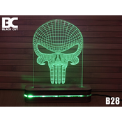 Black Cut 3D Lampa Skull Zelena