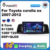 Podofo 4G Carplay DSP RDS 2din Android Car Radio Multimedia Video Player Navigation GPS For Toyota Corolla ex 2007-2012 2 Din