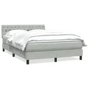 Vidaxl Box Spring postelja z vzmetnico svetlo siva 160x220 cm žametna