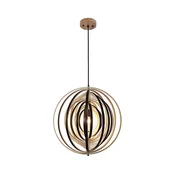 Drveni viseci luster na sajli 1xE27/60W/230V precnik 50 cm masiv/furnir/kaucukovo drvo