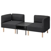 LILLEHEM Modul. sofa dvosed s pom. stocicem, Gunnared tamnosiva/drvo
