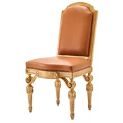 Casa Padrino luxury baroque genuine leather dining room chair brown/natural - Baroque furniture - Made in Italy