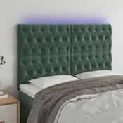 Vidaxl vidaXL Vzglavje postelje z LED diodo temno zeleno 144x7x118/128 cm