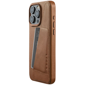 Mujjo Full Wallet Leather Case for iPhone 15 Pro Max - Dark Tan