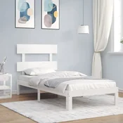 shumee vidaXL Posteljni okvir brez vzmetnice bel 90x200 cm masiven borov les