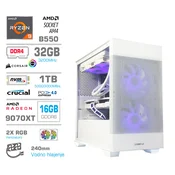 Računalnik MEGA MT S7X R9-5950X/RX9070 XT/32GB/1TB/750W/Brez OS/bela RGB + Estetski napajalni kabli [Vijola/Bela]