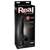 Real Feel Deluxe No.7 - realistican, živopisan vibrator (crni)