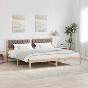 Krevetna konstrukcija s uzglavljem Sivo-smeda 200 x 200 cm