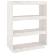 Vidaxl Knjižna omara za razdelitev prostora bela 80x35x103 cm borovina