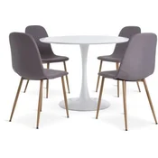 RINGSTED O100 sto bela + 4 JONSTRUP stolice siva/hrast
