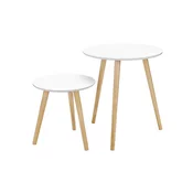Songmics Set stranskih miz okrogla skandinavska kavna mizica 45x45x50 cm in 35x35x35 cm bela