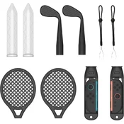 Nikcorp Športni dodatki 6 v 1 za konzolo komplet držal, ergonomski krmilniki, ABS plastika, črna, za motion sports igre, varno pritrjeni krmilniki