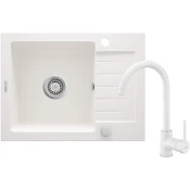 Deante Zorba ZQZ A11A Sudopera, 1 korito, 15cm, Granitna + BEN L62M Slavina, 355mm, Bela