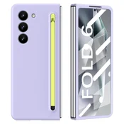 GS Ovitek za Samsung Galaxy Z Fold6 5G s steklom in pisalom, vijoličen/zelen