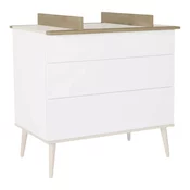 Quax® previjalna lesena podloga za komodo Flow, white & oak