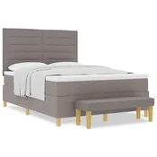 Vidaxl Postelja z vzmetnico z vzglavjem Taupe 200 x 160 cm blago