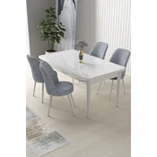 Hanah Home Set Trpezarijski sto i 4 stolice Nil, Sivo-beli