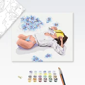 Poslikava po številkah poplava spominčic - 50x40